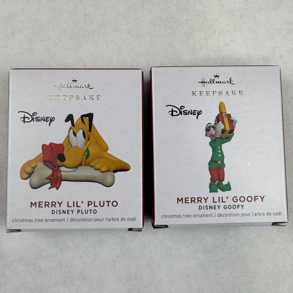 Hallmark Other - Hallmark 2021 Disney Merry Lil Pluto and Lil Goofy Mini 1" Christmas Ornaments
